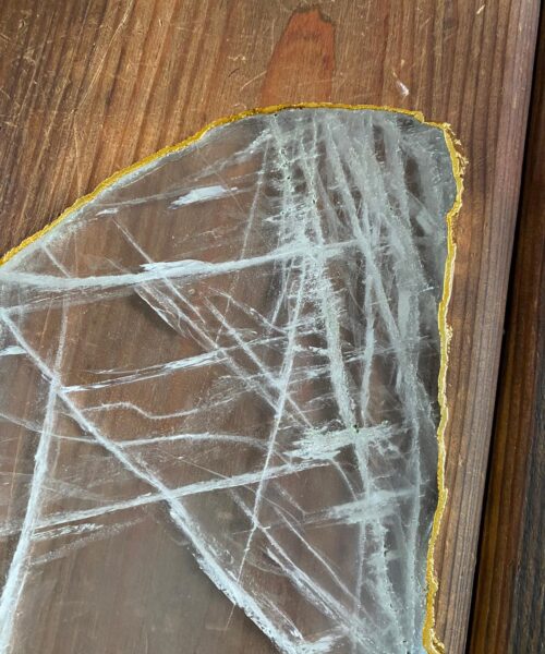 Large Premium Clear Quartz Natural Shape Gold Edge Platter 2 / Cheeseboard / Tray / Sign Board L31xW24xD1cm - 1352g - Image 8