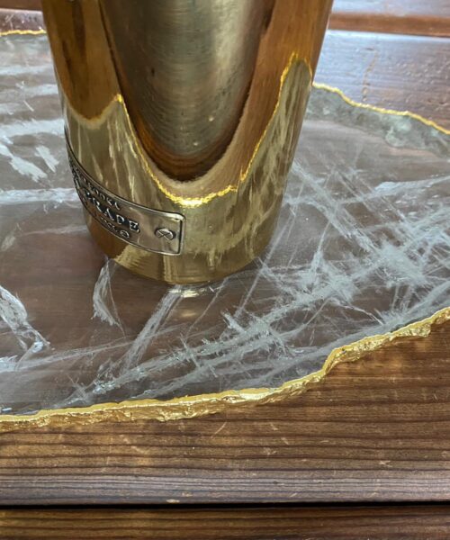 Large Premium Clear Quartz Natural Shape Gold Edge Platter 3 / Cheeseboard / Tray / Sign Board L23xW18xD1cm - 830g - Image 10
