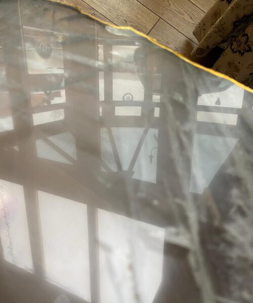 Large Premium Clear Quartz Natural Shape Gold Edge Platter 4 / Cheeseboard / Tray / Sign Board L27xW24xD1cm - 1335g - Image 10