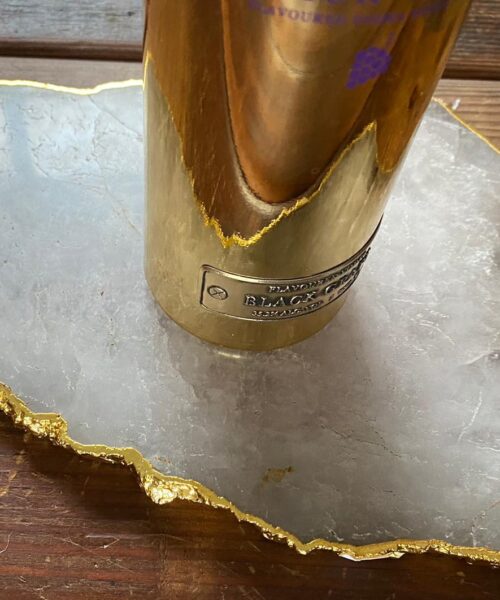 Large Premium Clear Quartz Natural Shape Gold Edge Platter 5 / Cheeseboard / Tray / Sign Board L26xW20xD1cm - 976g - Image 8