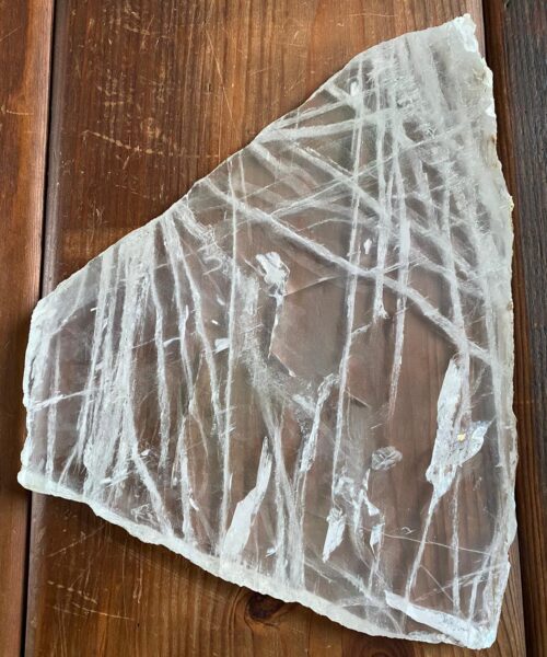Large Premium Clear Quartz Natural Shape Natural Edge Platter 1 / Cheeseboard / Tray / Sign Board L30xW23xD1cm - 1440g