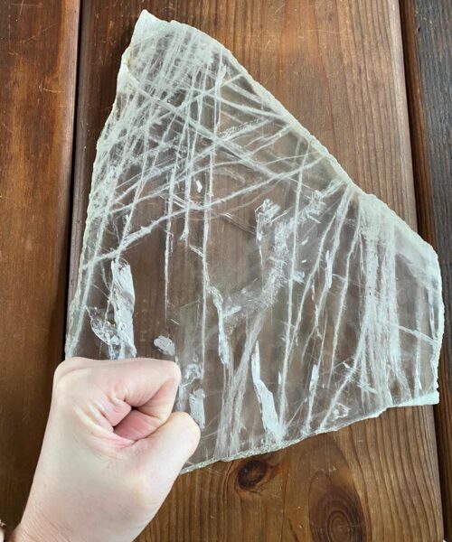 Large Premium Clear Quartz Natural Shape Natural Edge Platter 1 / Cheeseboard / Tray / Sign Board L30xW23xD1cm - 1440g - Image 11