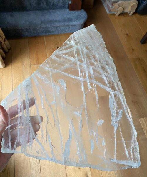 Large Premium Clear Quartz Natural Shape Natural Edge Platter 1 / Cheeseboard / Tray / Sign Board L30xW23xD1cm - 1440g - Image 14