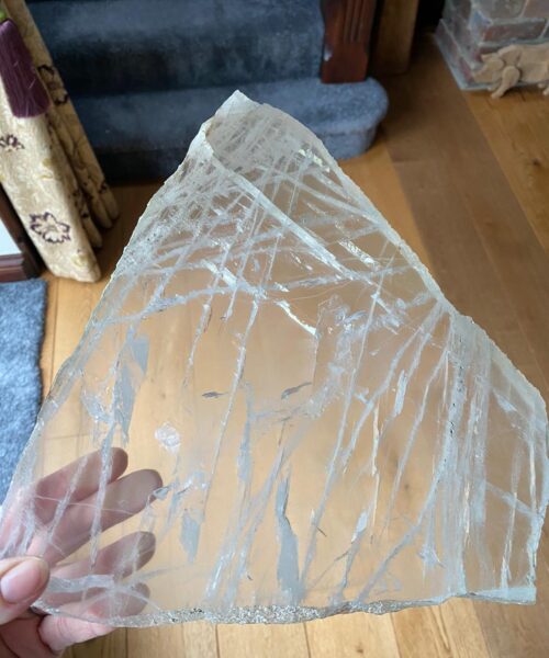 Large Premium Clear Quartz Natural Shape Natural Edge Platter 1 / Cheeseboard / Tray / Sign Board L30xW23xD1cm - 1440g - Image 15