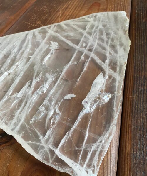 Large Premium Clear Quartz Natural Shape Natural Edge Platter 1 / Cheeseboard / Tray / Sign Board L30xW23xD1cm - 1440g - Image 3