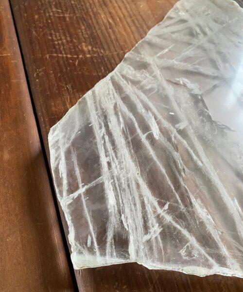 Large Premium Clear Quartz Natural Shape Natural Edge Platter 1 / Cheeseboard / Tray / Sign Board L30xW23xD1cm - 1440g - Image 4