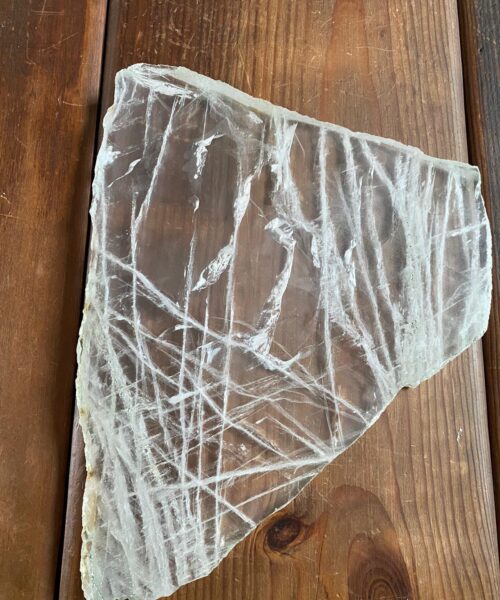 Large Premium Clear Quartz Natural Shape Natural Edge Platter 2 / Cheeseboard / Tray / Sign Board L30xW25xD1cm - 1355g