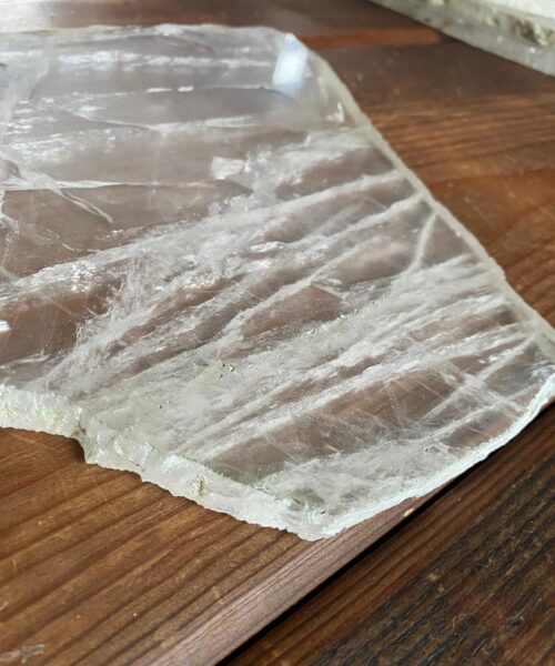Large Premium Clear Quartz Natural Shape Natural Edge Platter 2 / Cheeseboard / Tray / Sign Board L30xW25xD1cm - 1355g - Image 5