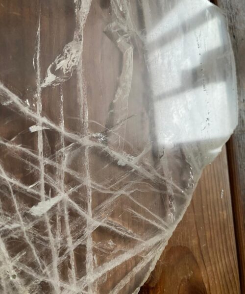 Large Premium Clear Quartz Natural Shape Natural Edge Platter 2 / Cheeseboard / Tray / Sign Board L30xW25xD1cm - 1355g - Image 6