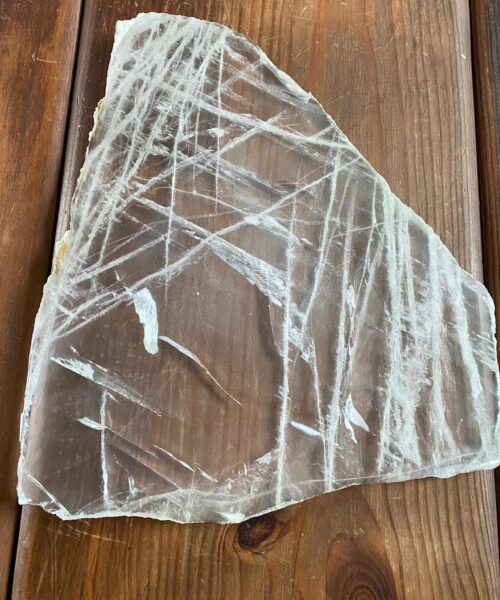 Large Premium Clear Quartz Natural Shape Natural Edge Platter 4 / Cheeseboard / Tray / Sign Board L24xW27xD1cm - 1338g
