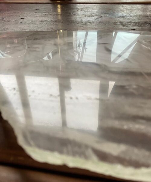 Large Premium Clear Quartz Natural Shape Natural Edge Platter 4 / Cheeseboard / Tray / Sign Board L24xW27xD1cm - 1338g - Image 10