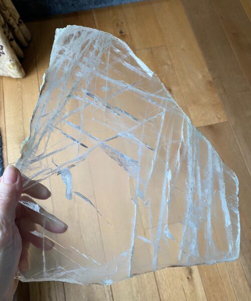 Large Premium Clear Quartz Natural Shape Natural Edge Platter 4 / Cheeseboard / Tray / Sign Board L24xW27xD1cm - 1338g - Image 13