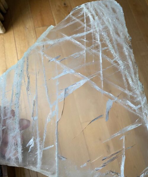 Large Premium Clear Quartz Natural Shape Natural Edge Platter 4 / Cheeseboard / Tray / Sign Board L24xW27xD1cm - 1338g - Image 14