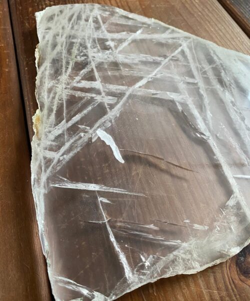 Large Premium Clear Quartz Natural Shape Natural Edge Platter 4 / Cheeseboard / Tray / Sign Board L24xW27xD1cm - 1338g - Image 3