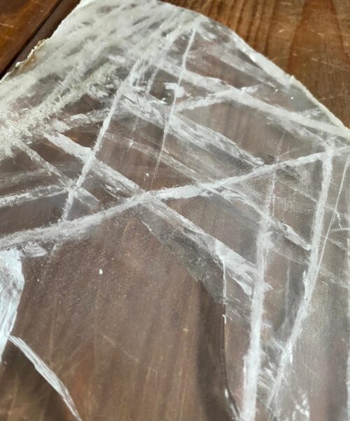 Large Premium Clear Quartz Natural Shape Natural Edge Platter 4 / Cheeseboard / Tray / Sign Board L24xW27xD1cm - 1338g - Image 4