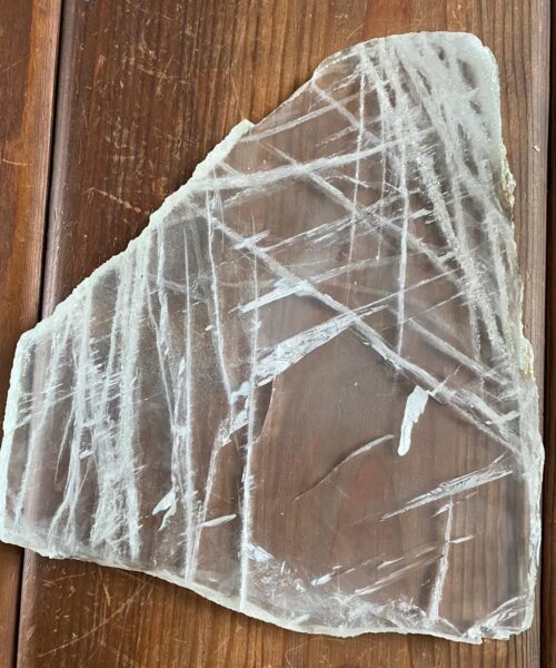 Large Premium Clear Quartz Natural Shape Natural Edge Platter 4 / Cheeseboard / Tray / Sign Board L24xW27xD1cm - 1338g - Image 5