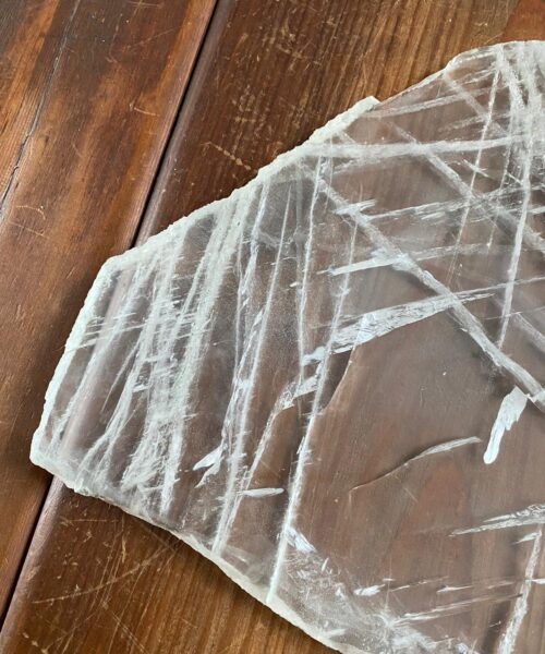 Large Premium Clear Quartz Natural Shape Natural Edge Platter 4 / Cheeseboard / Tray / Sign Board L24xW27xD1cm - 1338g - Image 7