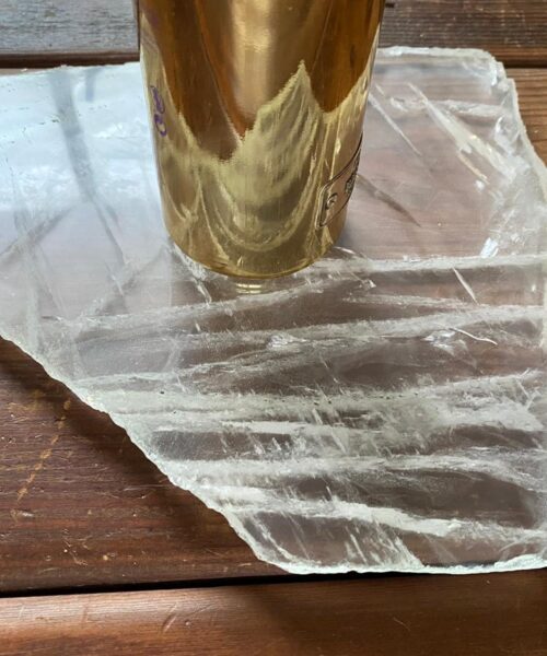 Large Premium Clear Quartz Natural Shape Natural Edge Platter 4 / Cheeseboard / Tray / Sign Board L24xW27xD1cm - 1338g - Image 8