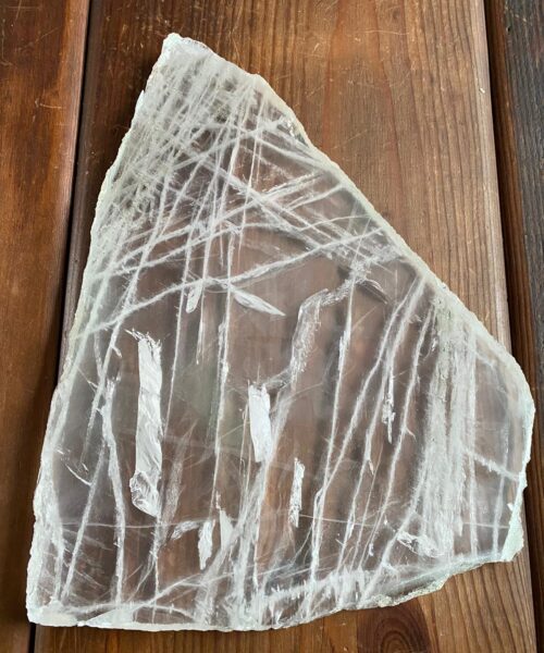 Large Premium Clear Quartz Natural Shape Natural Edge Platter 5 / Cheeseboard / Tray / Sign Board L31xW25xD1cm - 1473g