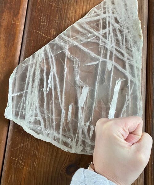 Large Premium Clear Quartz Natural Shape Natural Edge Platter 5 / Cheeseboard / Tray / Sign Board L31xW25xD1cm - 1473g - Image 11