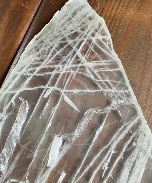 Large Premium Clear Quartz Natural Shape Natural Edge Platter 5 / Cheeseboard / Tray / Sign Board L31xW25xD1cm - 1473g - Image 4
