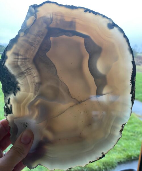 Large Premium Grey Agate Natural Shape Natural Edge Platter 1 / Cheeseboard / Tray / Sign Board L23xW19xD1cm – 1007g - Image 9