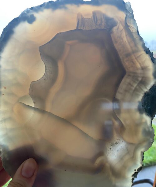 Large Premium Grey Agate Natural Shape Natural Edge Platter 1 / Cheeseboard / Tray / Sign Board L23xW19xD1cm – 1007g - Image 10