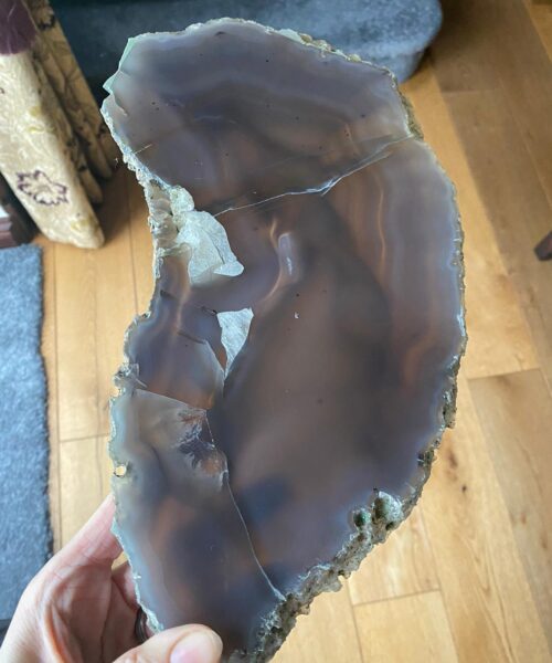 Large Premium Grey Agate Natural Shape Natural Edge Platter 2 / Cheeseboard / Tray / Sign Board L32xW17xD1cm – 1219g