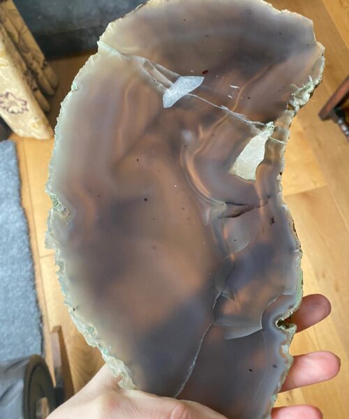 Large Premium Grey Agate Natural Shape Natural Edge Platter 2 / Cheeseboard / Tray / Sign Board L32xW17xD1cm – 1219g - Image 13