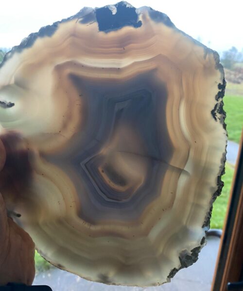 Large Premium Grey Agate Natural Shape Natural Edge Platter 4 / Cheeseboard / Tray / Sign Board L25xW22xD1cm – 1214g - Image 12