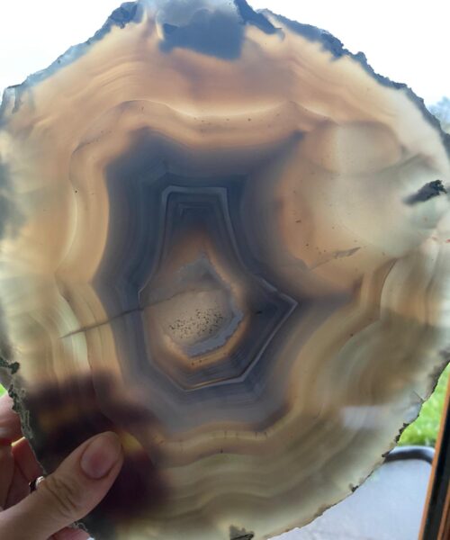 Large Premium Grey Agate Natural Shape Natural Edge Platter 4 / Cheeseboard / Tray / Sign Board L25xW22xD1cm – 1214g - Image 13