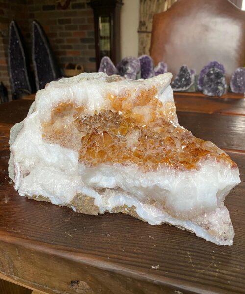 Alternative view of Premium High Grade Special Citrine Druzy 4 Mini Geode Cluster Piece 5.886g H13xW27xD18cm