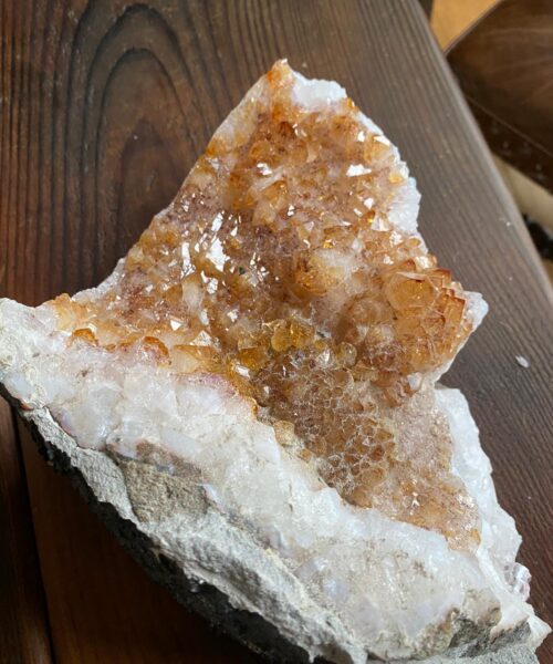 Premium High Grade Special Citrine Druzy 4 Mini Geode Cluster Piece 5.886g H13xW27xD18cm - Image 13
