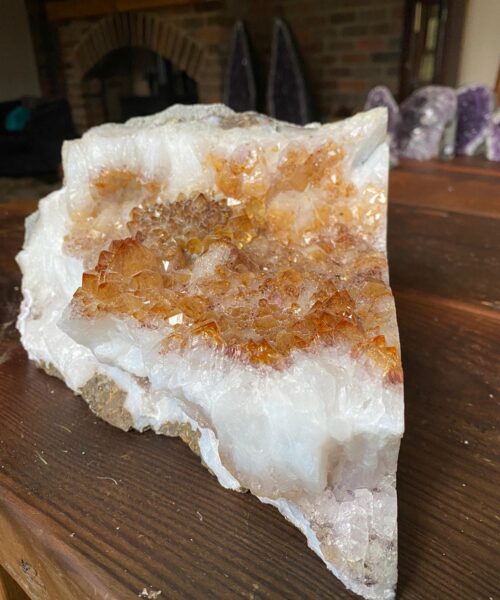 Premium High Grade Special Citrine Druzy 4 Mini Geode Cluster Piece 5.886g H13xW27xD18cm