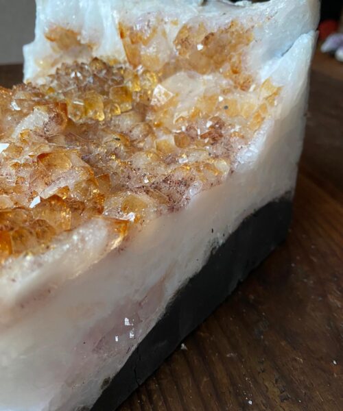 Premium High Grade Special Citrine Druzy 4 Mini Geode Cluster Piece 5.886g H13xW27xD18cm - Image 8