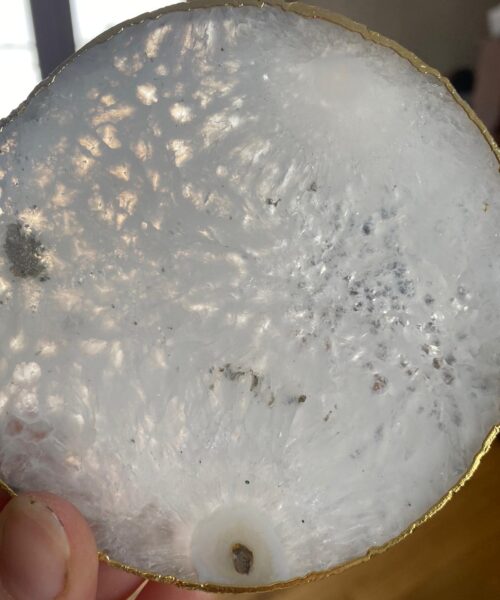 White Agate Premium Microcrystalline Quartz Coasters Circle Shape 24ct Gold Edge (set of 4) Gift - Image 11