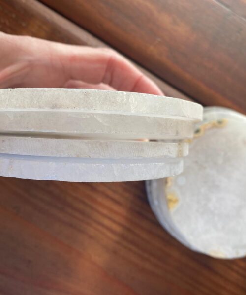 White Agate Premium Microcrystalline Quartz Coasters Circle Shape Natural Edge (set of 4) Gift - Image 15