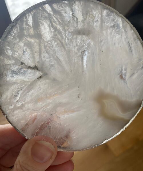 White Agate Premium Microcrystalline Quartz Coasters Circle Shape Silver Edge (set of 4) Gift - Image 15