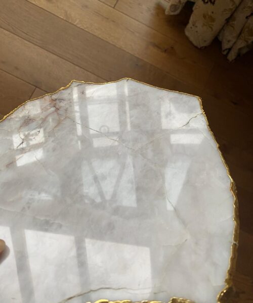 Large Premium White Quartz Natural Shape Gold Edge Platter 3 / Cheeseboard / Tray / Sign Board L25xW21xD1cm - 1173g - Image 15