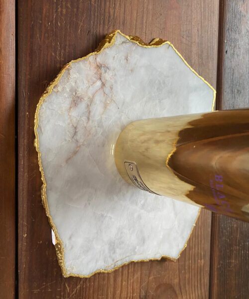 Large Premium White Quartz Natural Shape Gold Edge Platter 3 / Cheeseboard / Tray / Sign Board L25xW21xD1cm - 1173g - Image 8