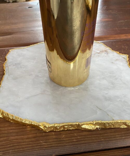 Large Premium White Quartz Natural Shape Gold Edge Platter 3 / Cheeseboard / Tray / Sign Board L25xW21xD1cm - 1173g - Image 9