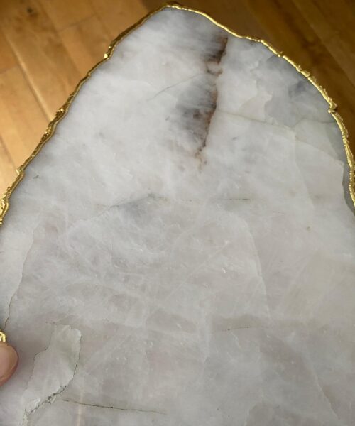 Large Premium White Quartz Natural Shape Gold Edge Platter 4 / Cheeseboard / Tray / Sign Board L28xW24xD1cm - 1402g - Image 11