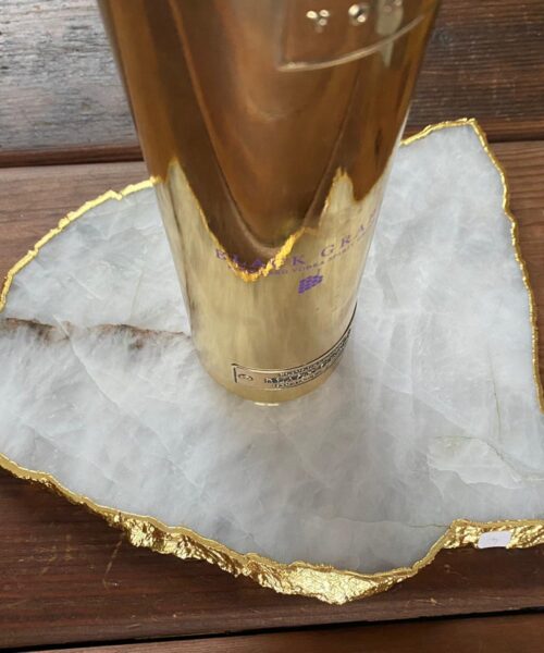 Large Premium White Quartz Natural Shape Gold Edge Platter 4 / Cheeseboard / Tray / Sign Board L28xW24xD1cm - 1402g - Image 12