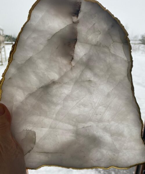Large Premium White Quartz Natural Shape Gold Edge Platter 4 / Cheeseboard / Tray / Sign Board L28xW24xD1cm - 1402g - Image 8