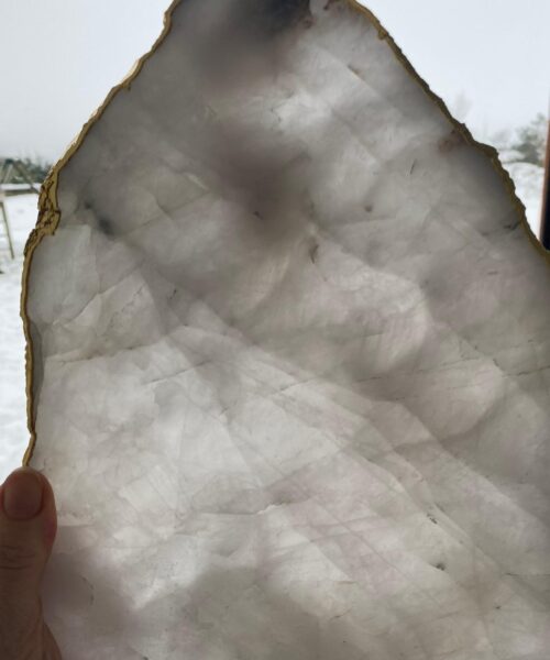 Large Premium White Quartz Natural Shape Gold Edge Platter 4 / Cheeseboard / Tray / Sign Board L28xW24xD1cm - 1402g - Image 9