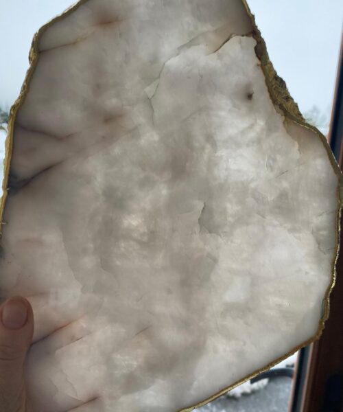 Large Premium White Quartz Natural Shape Gold Edge Platter 5 / Cheeseboard / Tray / Sign Board L34xW21xD1cm - 1467g - Image 10