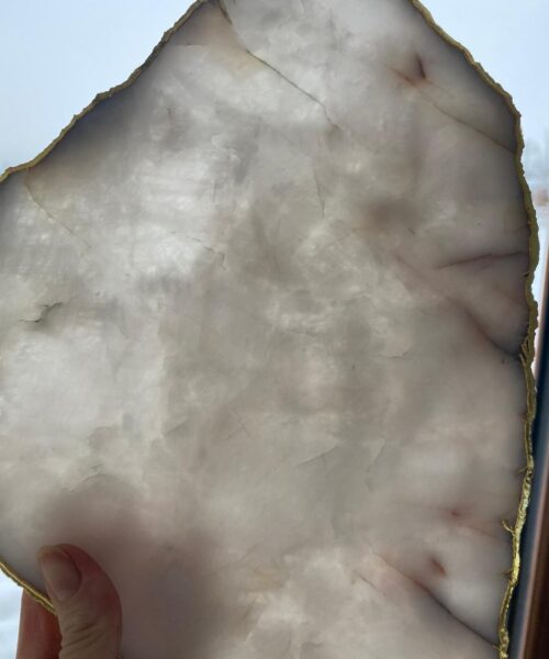 Large Premium White Quartz Natural Shape Gold Edge Platter 5 / Cheeseboard / Tray / Sign Board L34xW21xD1cm - 1467g - Image 11