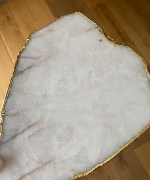 Large Premium White Quartz Natural Shape Gold Edge Platter 5 / Cheeseboard / Tray / Sign Board L34xW21xD1cm - 1467g - Image 13