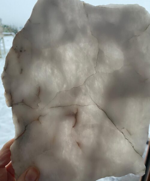 Large Premium White Quartz Natural Shape Natural Edge Platter 3 / Cheeseboard / Tray / Sign Board L33xW20xD1cm - 1136g - Image 9