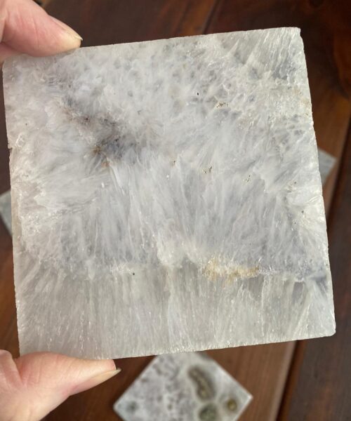 White Agate Premium Microcrystalline Quartz Coasters Square Shape Natural Edge (set of 4) Gift - Image 9